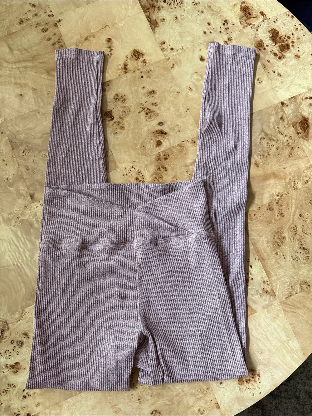 Strut This Ribbed High-Waist Lavender Leggings; Size Medium